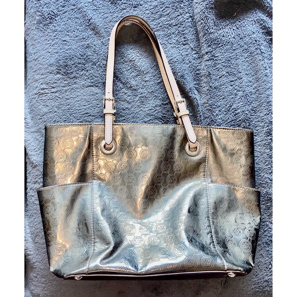 MICHAEL Michael Kors Handbags - Michael Michael Kors Monogrammed Shiny Gold Medium-sized Shoulder Bag